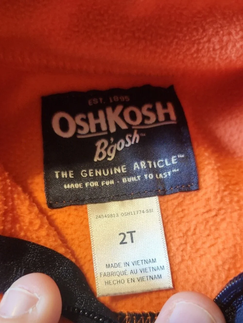 OshKosh B'gosh Orange and Navy Fleece Half-Zip Pullover